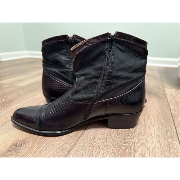 Code West Men's Size 14 Pointed Toe Short Cowboy Boots Brown Leather Pointed Toe - Picture 6 of 12